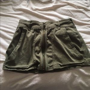 Free people army green zip mini skirt